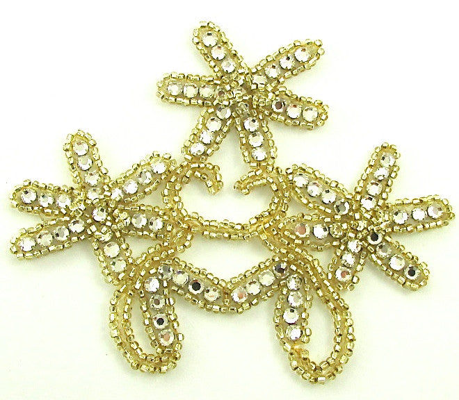 High Quality Rhinestone Flower with Lite Gold Beads 5.5