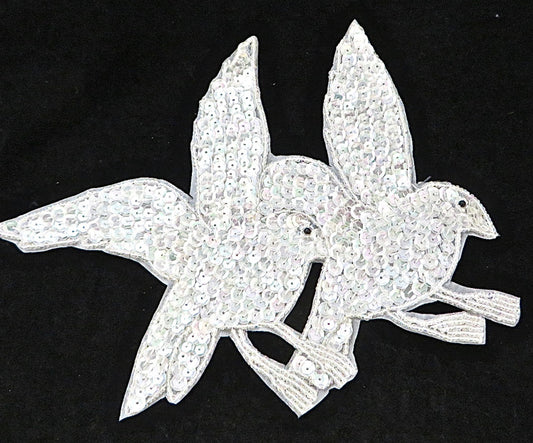 Doves Iridescent Sequins and Beads 7" x 7.5"