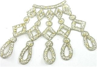 Design Motif White Sequins with Silver Beads 6.5" x 7"