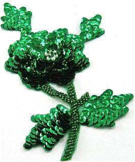 Flower with Emerald Green Sequins and Beads 7.5