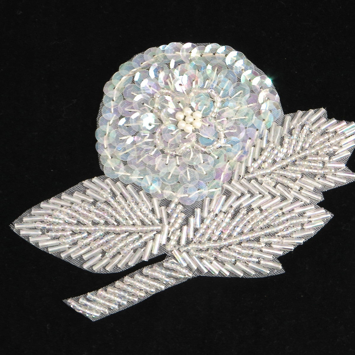 Flower with Iridescent Sequins and Beads 3.75" x 4.5"