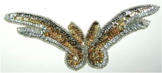 Design Motif with Gold and Silver Wing 9" X 3"