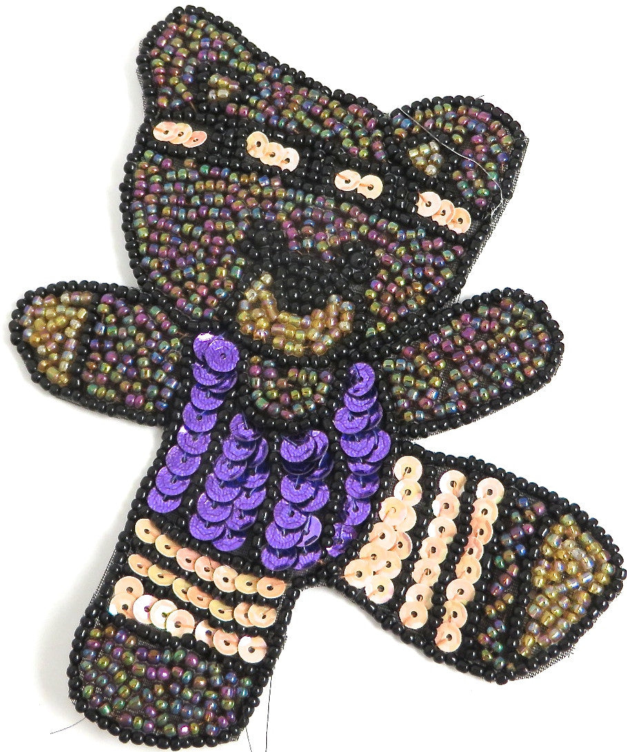 Bear doing Aerobics with Purple and Peach Sequins and Dark Moonlight Beads 4