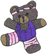 Load image into Gallery viewer, Bear Doing Aerobics Multi-Colored Sequins and Beads 9.5&quot; x 7.25&quot;