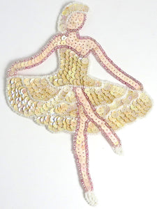 Ballerina with Beige Sequins 7.25 x 5.25" - Sequinappliques.com