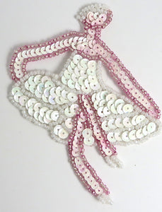 Ballerina with Pink and White Sequins 4"x 3.25" - Sequinappliques.com