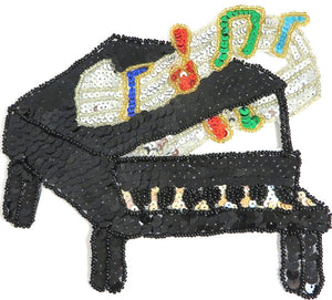 10 PACK Piano with Multi-Colored Sequins and Beads 6.5" x 7" - Sequinappliques.com
