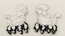 Load image into Gallery viewer, Poodle Pair with White Sequins Black Beads on Paws 2.25&quot; x 2.75&quot;