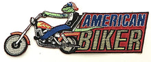 Load image into Gallery viewer, Biker American Embroidered Applique Iron-On 2.5&quot; x 6&quot;