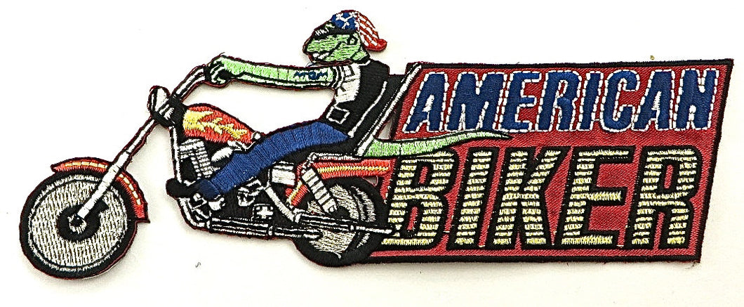 Biker American Embroidered Applique Iron-On 2.5