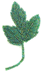 Leaf with Green Beads 6" x 3"
