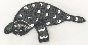 Seal Baby Silver/Black Sequins 5.5" x 3"