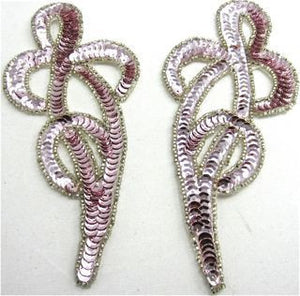 Design Motif Swirl Pair, Choice of Sequin Color with Silver Beads 3" x 7"