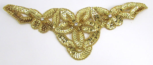 Flower Neck Line with Rhinestones 4" x 10.5"