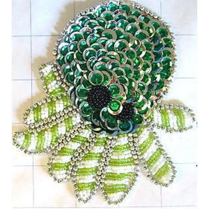 Octopus with Two Tone Green Sequins and Beads 4.75" x 4.25"