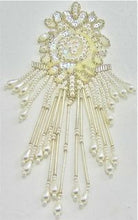 Load image into Gallery viewer, Design Motif Epaulet with Crystal Iridescent Sequins, Beads and Pearls 4&quot; x 8&quot;