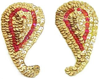 Design Motif Gold and Pink Sequin Pair with Pink Accent 2.5" x 4.5"