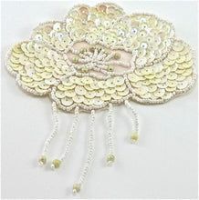 Load image into Gallery viewer, Epaulet with Cream Colored Sequins and White Beads 4.5&quot; x 5&quot;