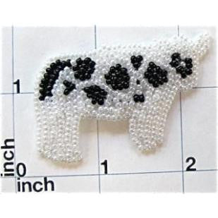 Cow with Black and White beads 2" x 1.5"