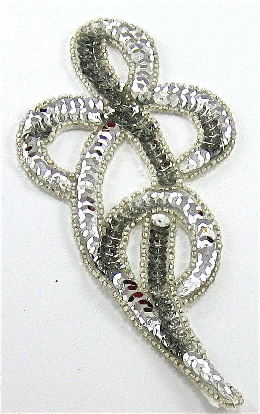 Design Motif Swirl Silver with Beaded Trim 3" x 4"