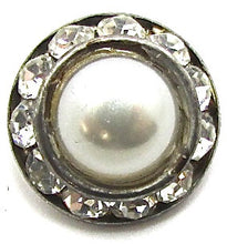 Load image into Gallery viewer, button Lite Grey &amp; Silver Center Surrounded by 12 Rhinestones 1/2&quot;