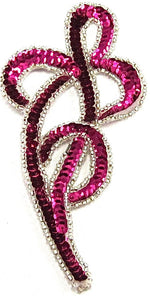 Design Motif Fuchsia Swirl with Silver Beads 3" x 7"