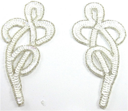 Design Motif Swirl Pair, Choice of Sequin Color with Silver Beads 3" x 7"