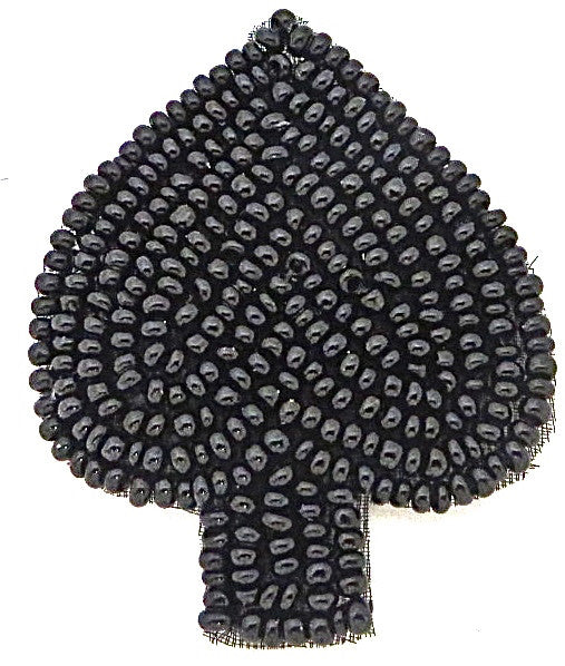 Spade with Black Beads 2" x 1.5"