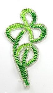 Designer Motif with Lime Green Silver Beads 5.5" x 2.5"