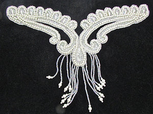 Designer Motif Neck Line with Iridescent Sequins and Pearls 8" x 10.5"