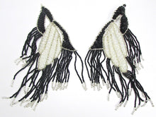 Load image into Gallery viewer, Designer Epaulet Pair Black, Silver and White Iridescent Sequins and Beads 8&quot; x 4&quot;