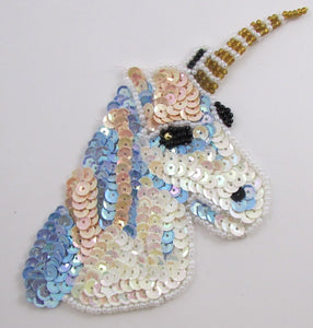 Unicorn with Mauve/blue/pink/sequins/small 6" x 4"