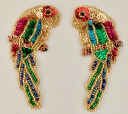 Parrot Pair with MultiColored Sequins and Beads 3.5" x 1.5"