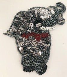 Elephant Baby with Grey Sequins and Beads 4.5" x 3.5"