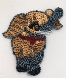 Elephant Baby with Grey Sequins and Beads 4.5" x 3.5"