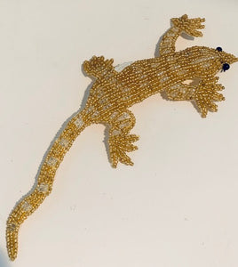 Lizard with Gold Beads 7" x 3"