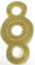 Load image into Gallery viewer, Designer Motif Triple Circle all Gold Beads with Silver Beaded Trim 6&quot; x 3&quot;