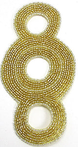 Designer Motif Triple Circle all Gold Beads with Silver Beaded Trim 6" x 3"