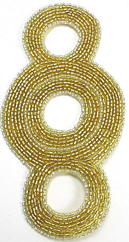 Designer Motif Triple Circle all Gold Beads with Silver Beaded Trim 6