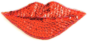 Lips with Red Sequins and Beads 2.25" x 5"