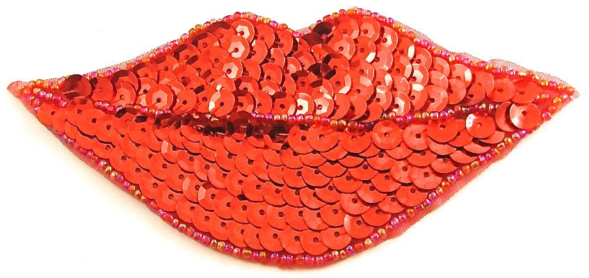Lips with Red Sequins and Beads 2.25