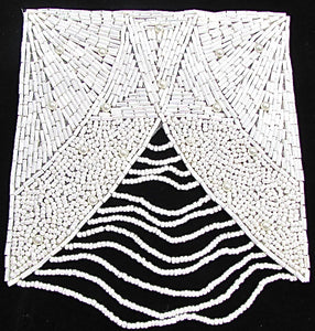 Epaulet with White Beads and White Fringe 5" x 5"