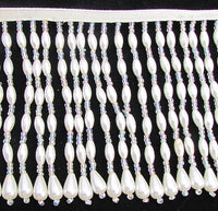 Trim Fringe with Tear Drop White Pearl Beads 4