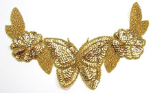 Load image into Gallery viewer, Butterfly Flower Neckline with Gold Sequins 10.5&quot; x 6&quot;