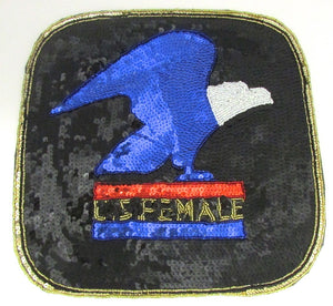 Eagle on Blue U.S. Female with Sequin Beaded 11"