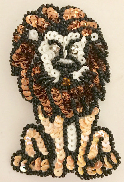 Lion with Black Mane, Sequin Beaded 3.5"