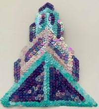 Load image into Gallery viewer, Southwestern Native American Symbol with Brown, Purple and Turquoise Sequins 5.5&quot; x 5&quot;