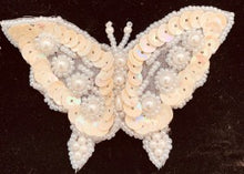 Load image into Gallery viewer, Butterfly Cream Sequins and White Beads 3&quot; x 2&quot;