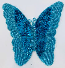 Load image into Gallery viewer, Butterfly Turquoise with sequins and Beaded Sides 7&quot; x 7&quot;