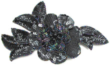 Load image into Gallery viewer, Flower with Moonlite Sequins and Black Beads 4.5&quot;